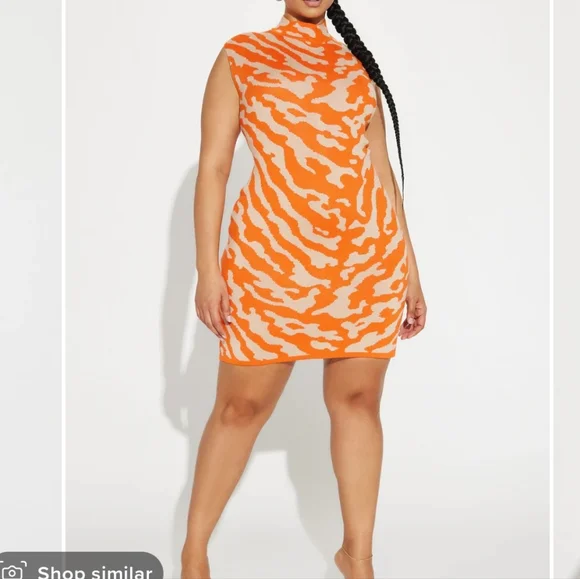 Savana Sweater Mini Dress - Orange/combo - Picture 2 of 6